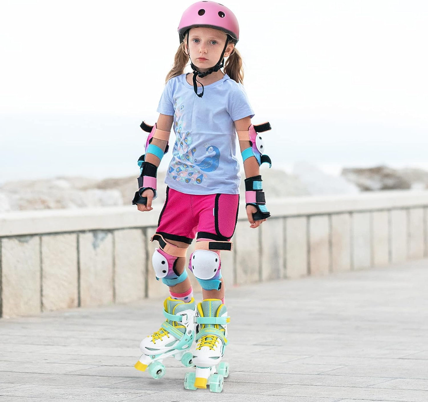 Nattork Adjustable Roller Skates for Kids - Teal