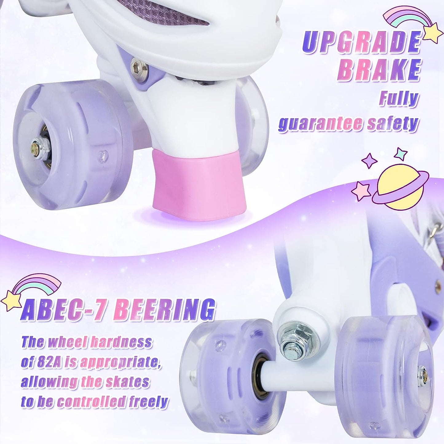 Nattork Adjustable Roller Skates for Kids - Purple