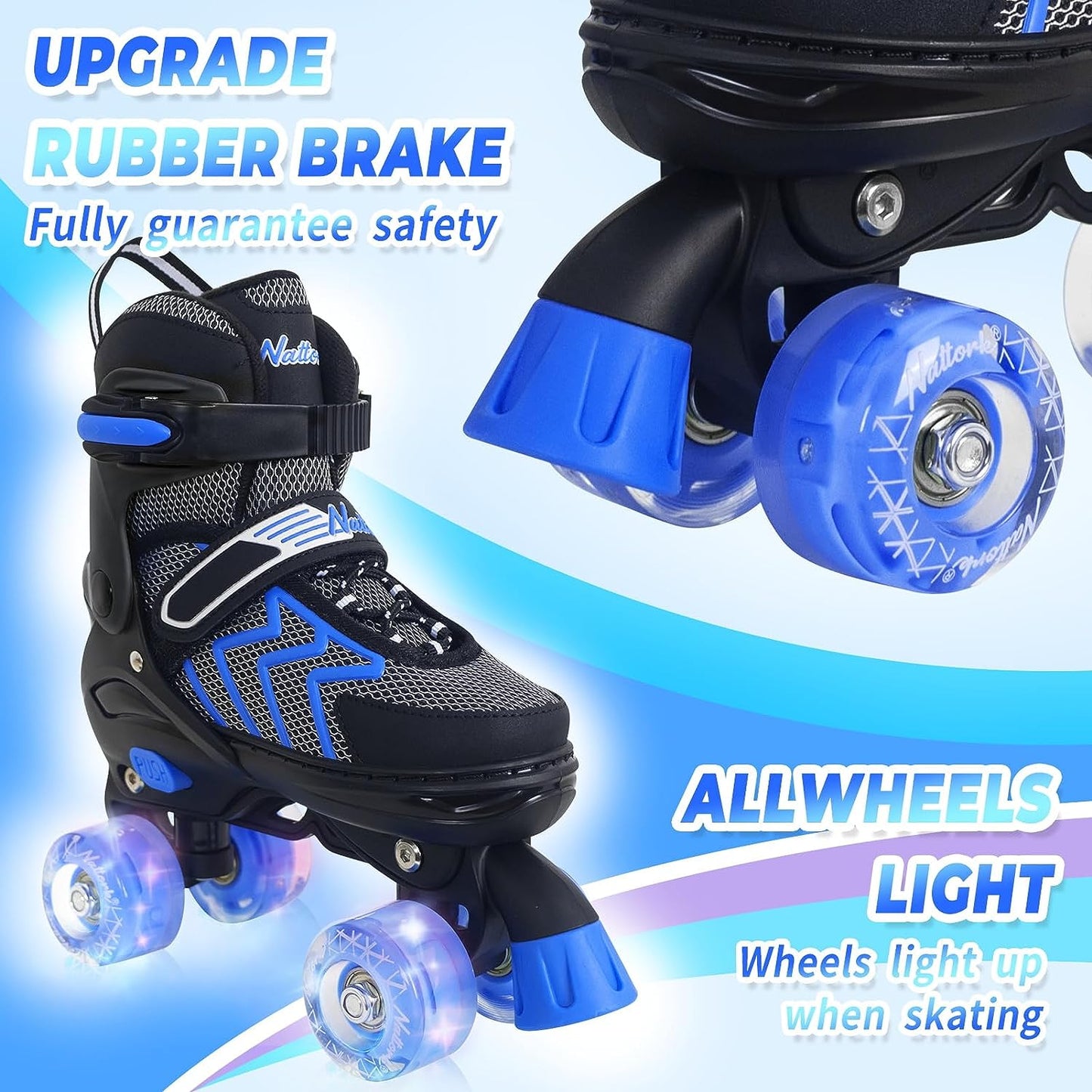Nattork Adjustable Roller Skates for Kids - Blue