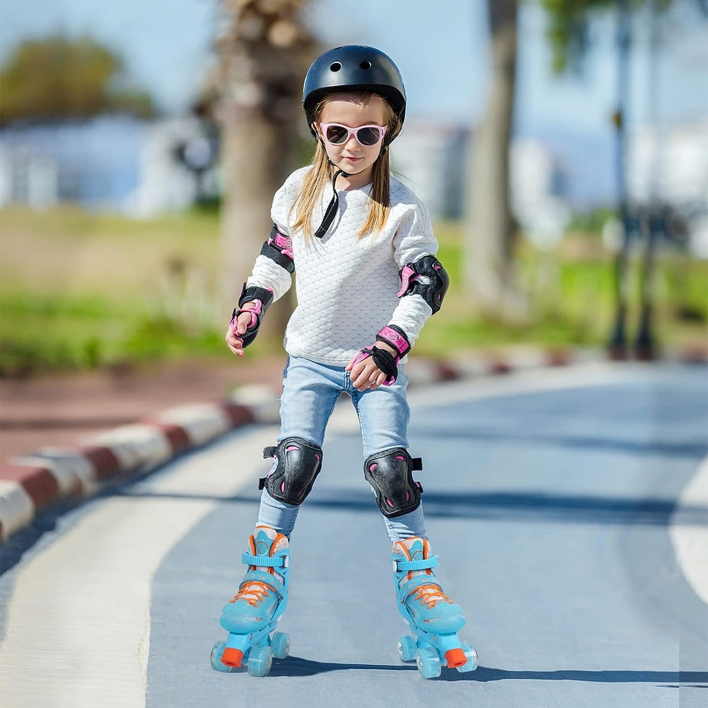 Nattork Adjustable Roller Skates for Kids - Blue