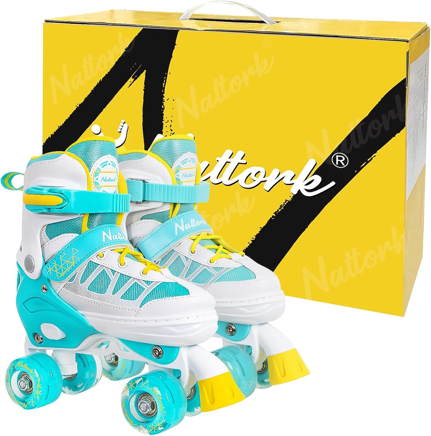 Nattork Adjustable Roller Skates for Kids - Teal