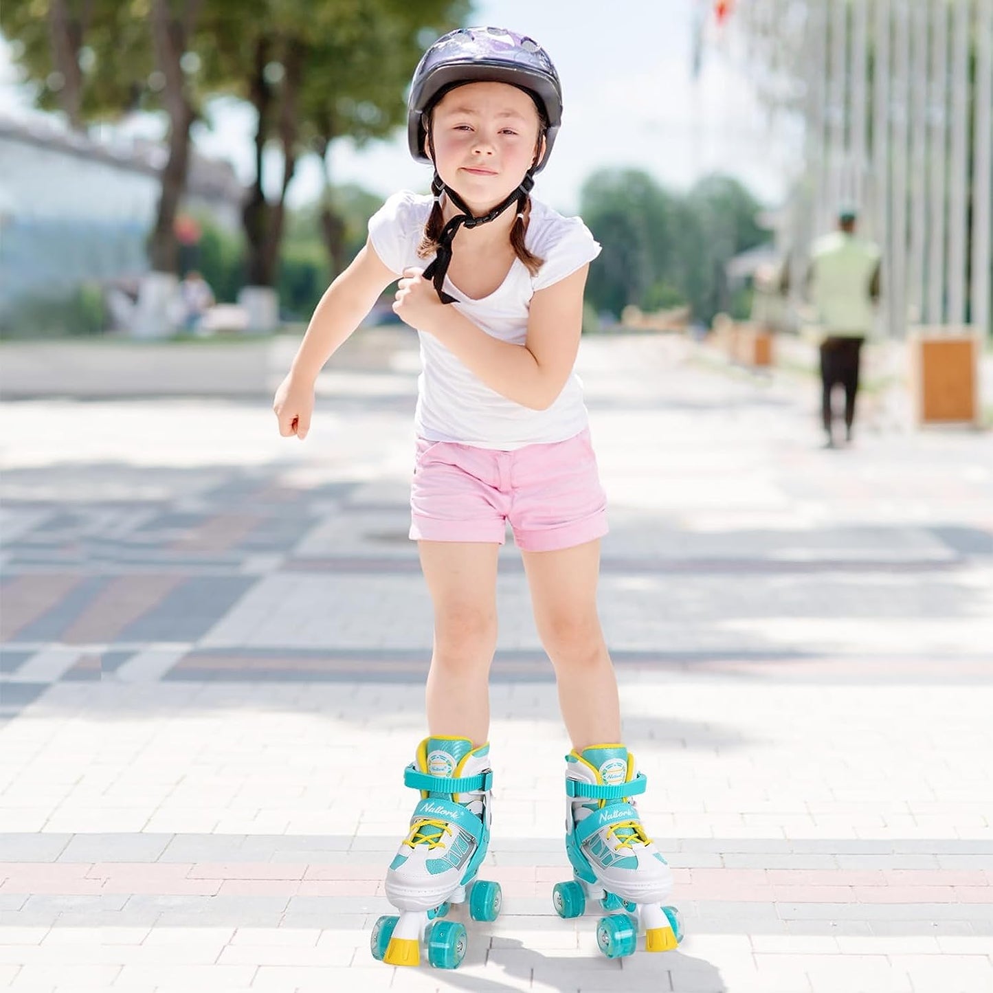 Nattork Adjustable Roller Skates for Kids - Teal
