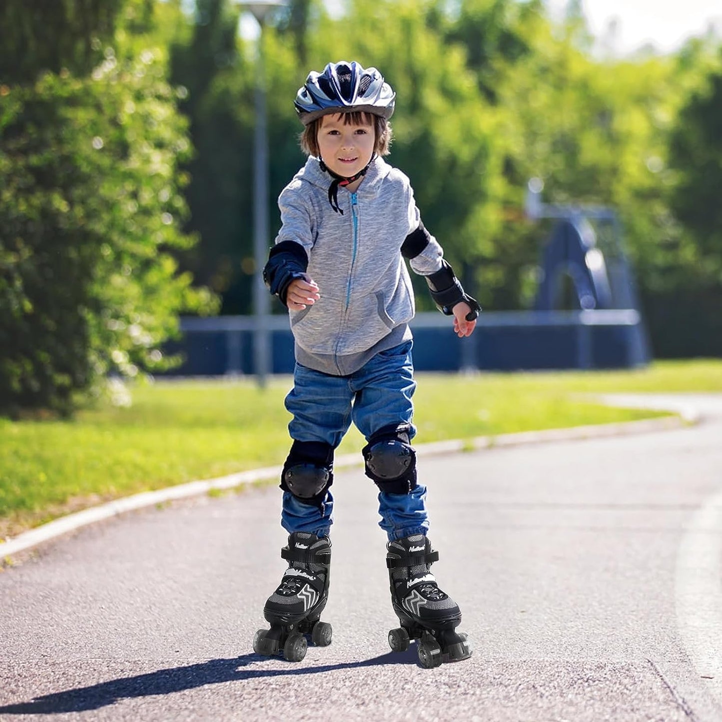 Nattork Adjustable Roller Skates for Kids - Black