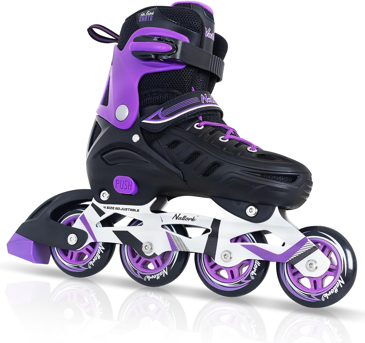 Nattork Adjustable Inline Skates For Kids Adults Purple