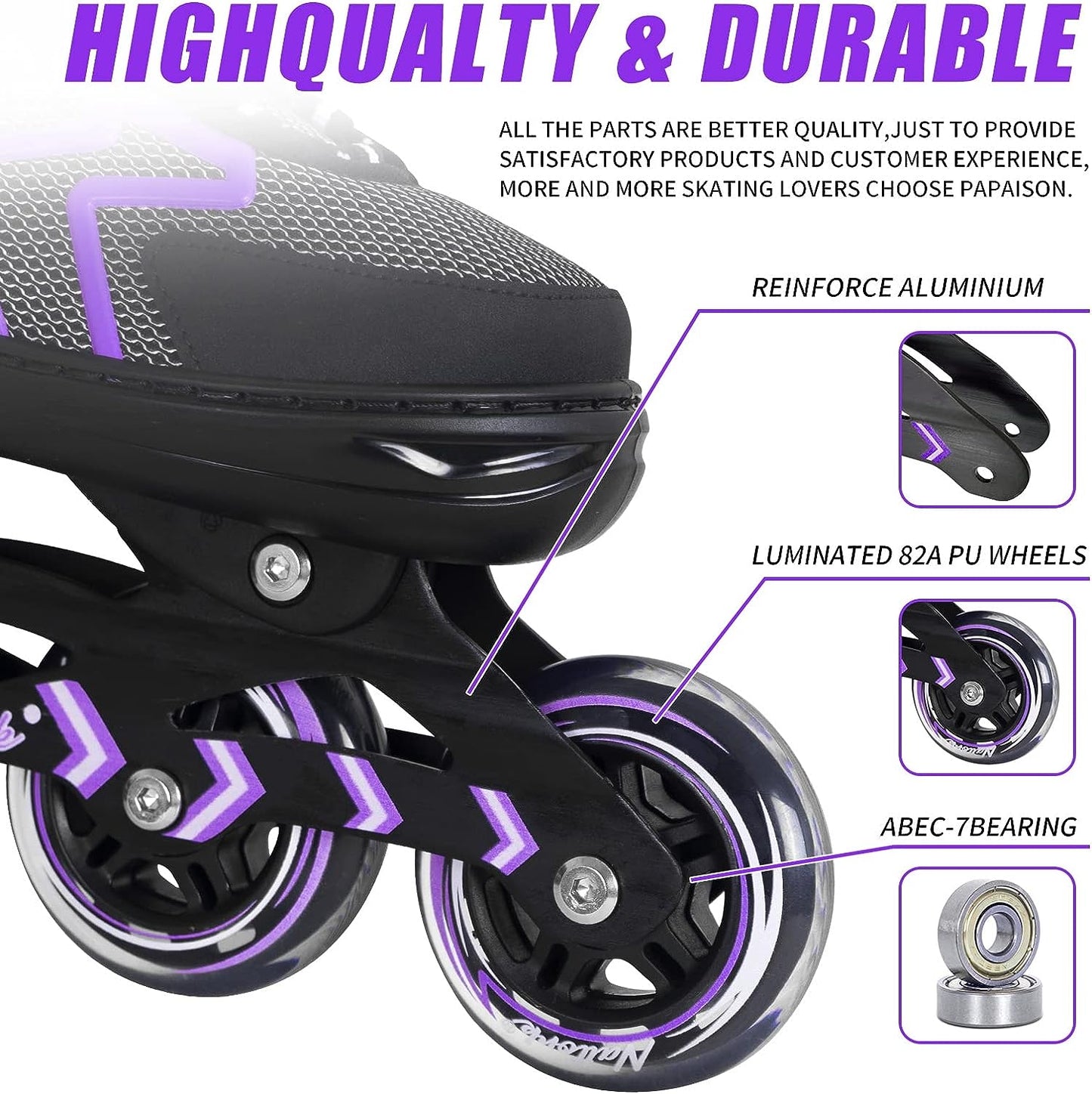 Nattork Adjustable Inline Skates - Purple