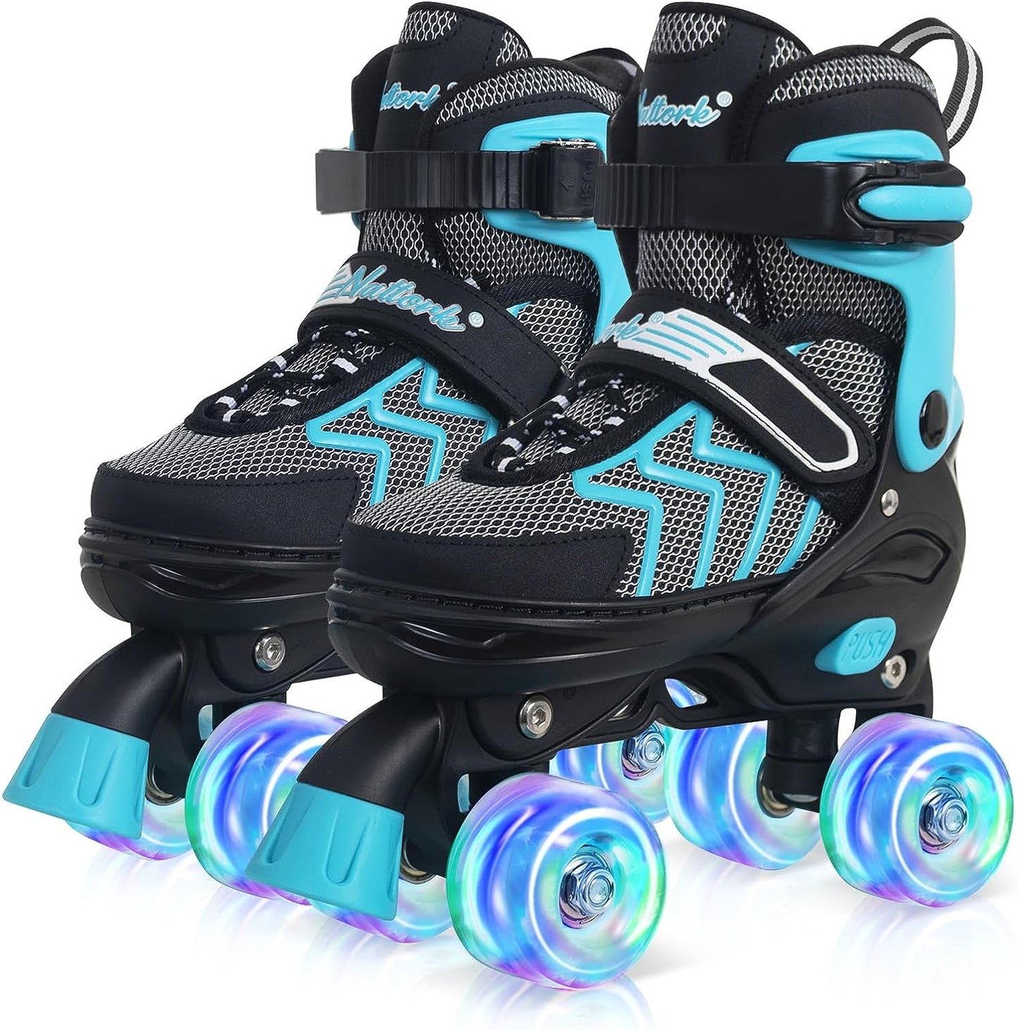 Nattork Adjustable Roller Skates for Kids - Teal