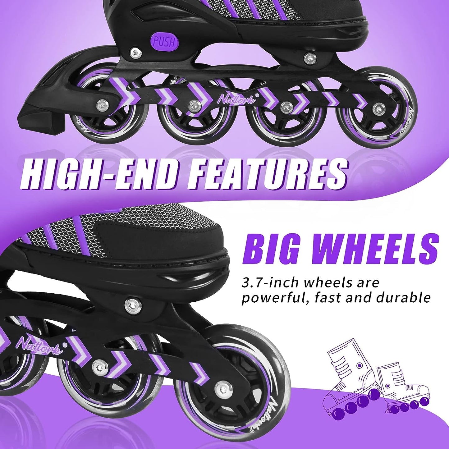 Nattork Adjustable Inline Skates - Purple
