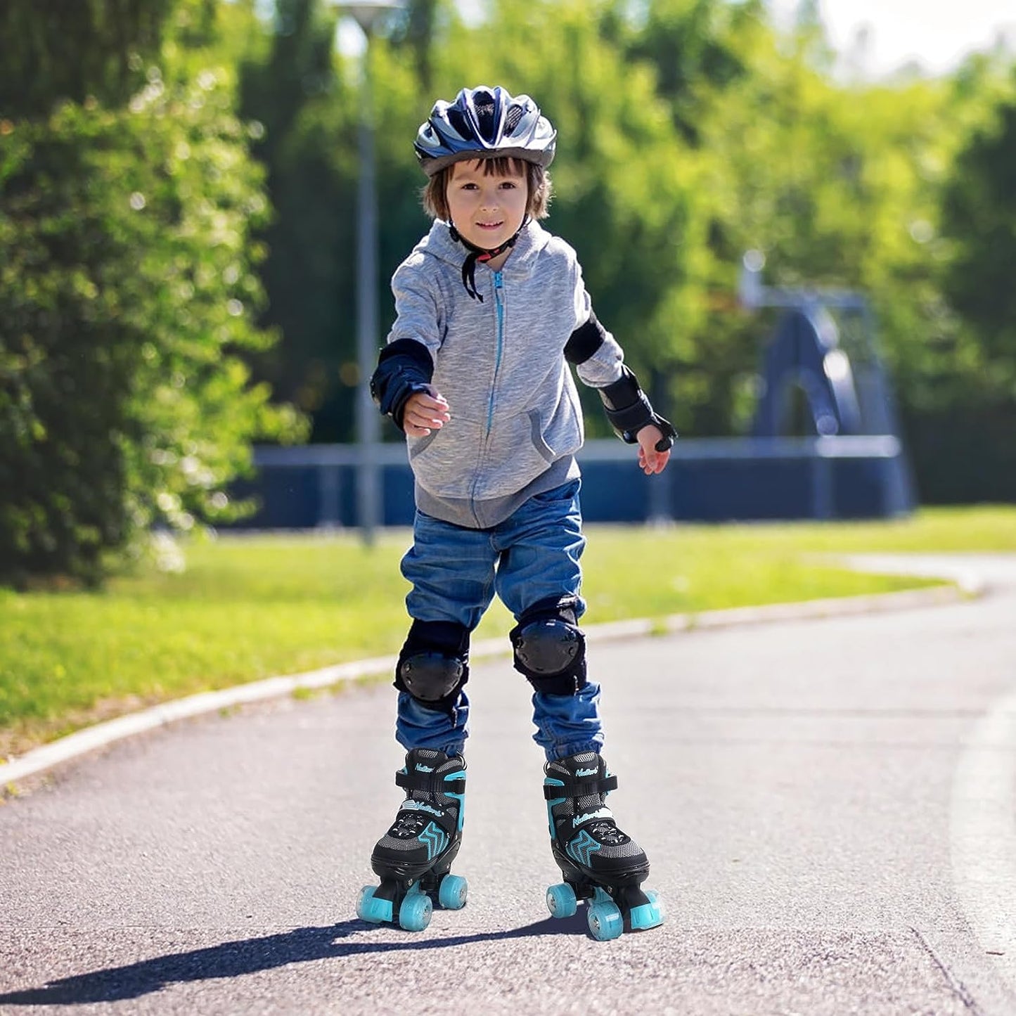 Nattork Adjustable Roller Skates for Kids - Teal