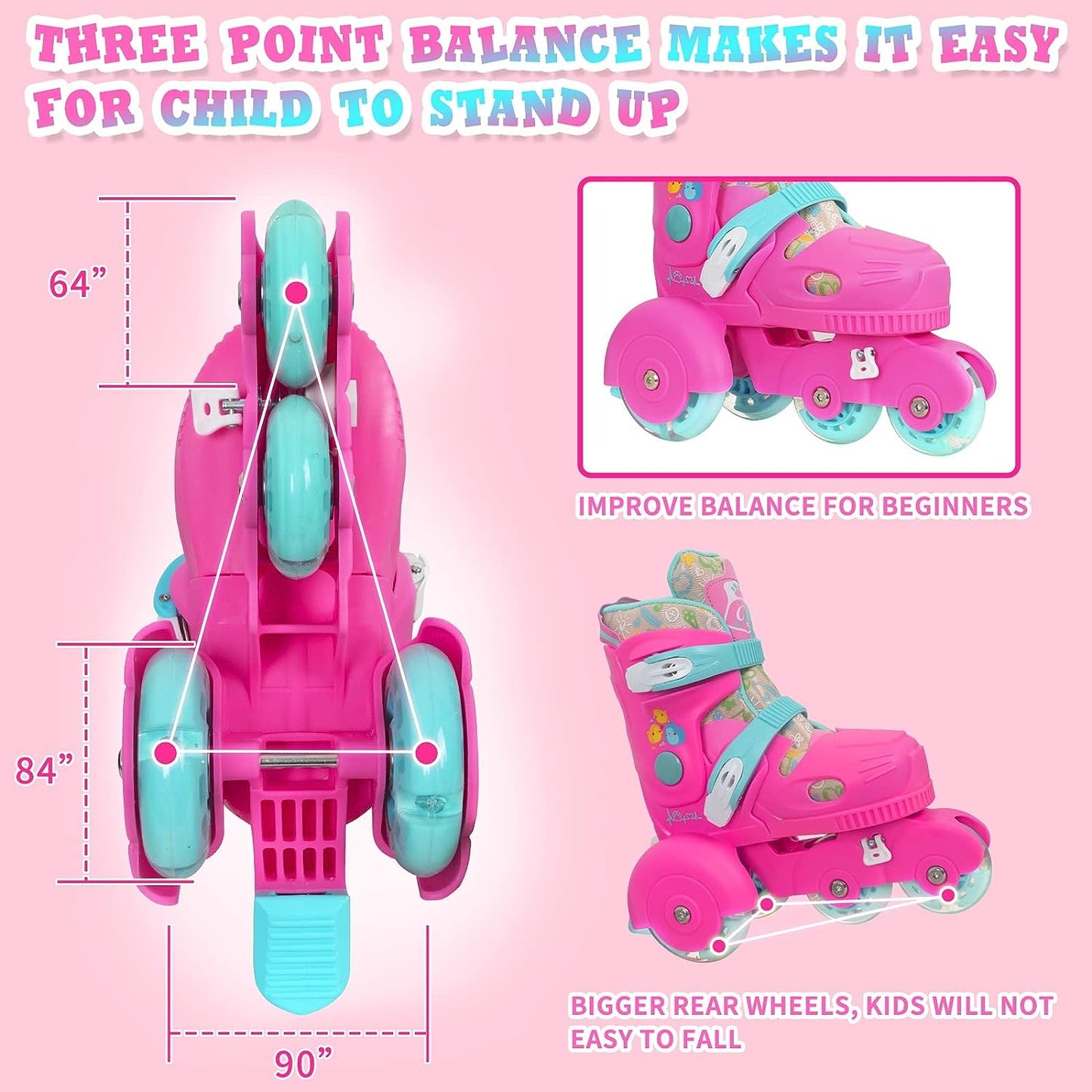 Roller Skates for Kids Girl - Pink
