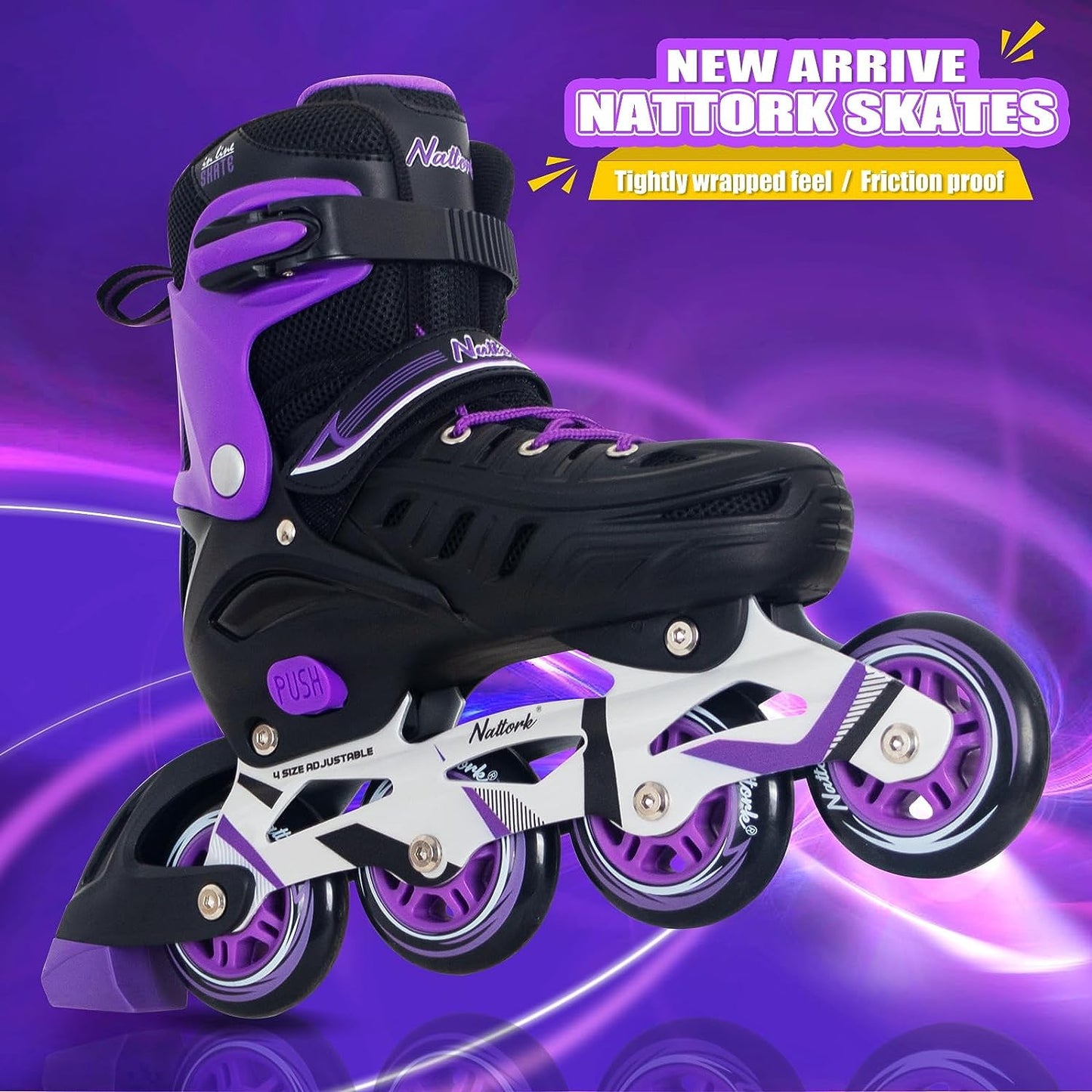 Nattork Adjustable Inline Skates For Adults Purple