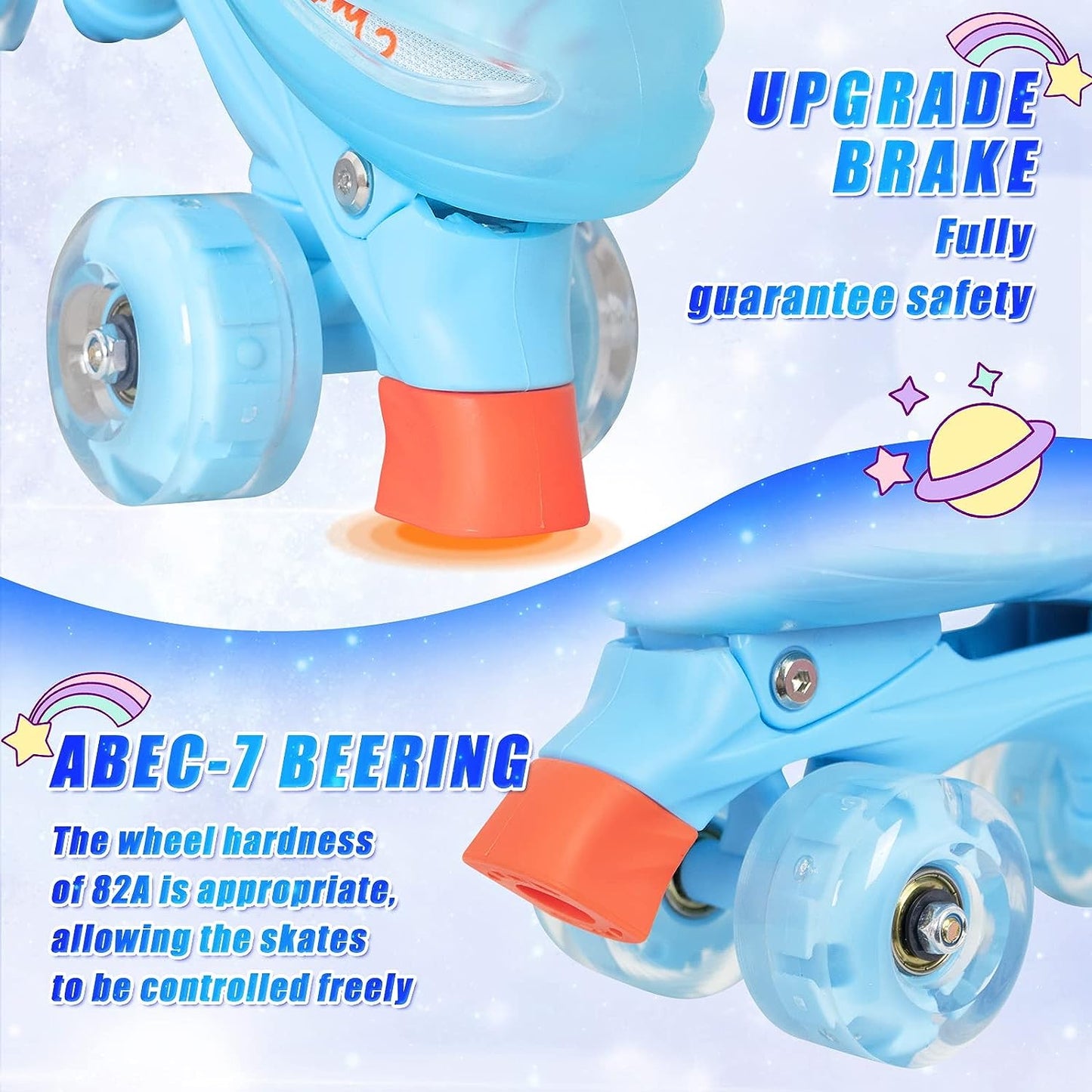 Nattork Adjustable Roller Skates for Kids - Blue