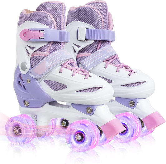 Nattork Adjustable Roller Skates for Kids - Purple