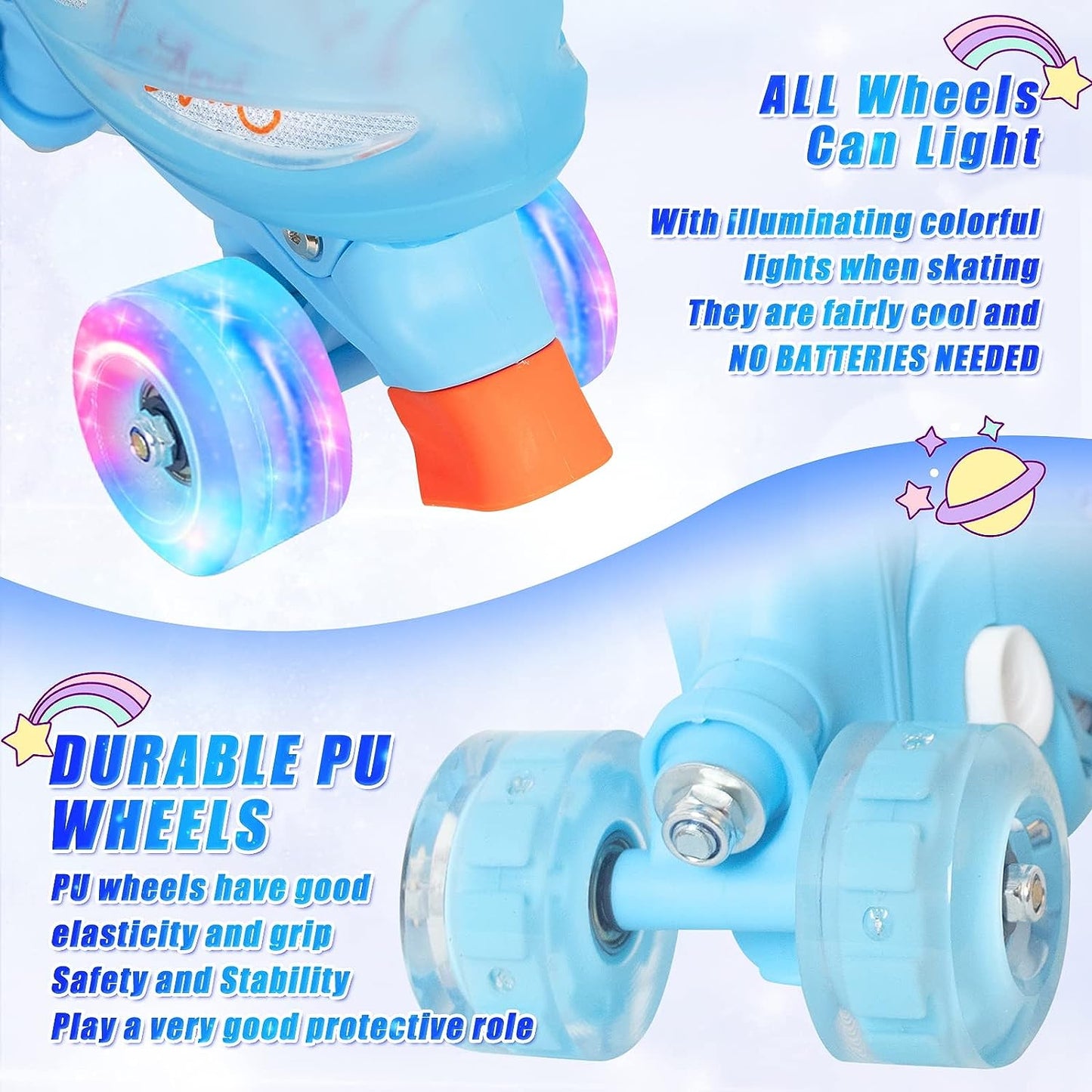 Nattork Adjustable Roller Skates for Kids - Blue