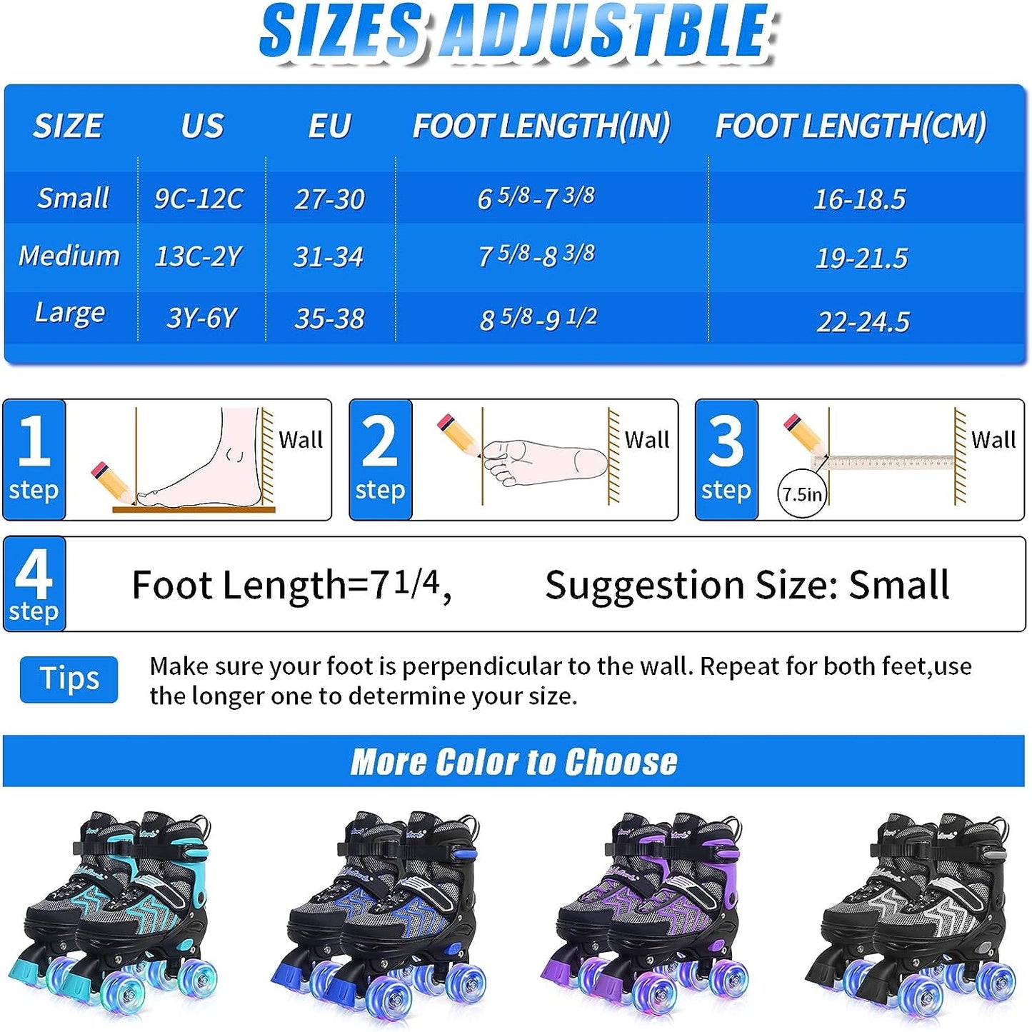 Nattork Adjustable Roller Skates for Kids - Black