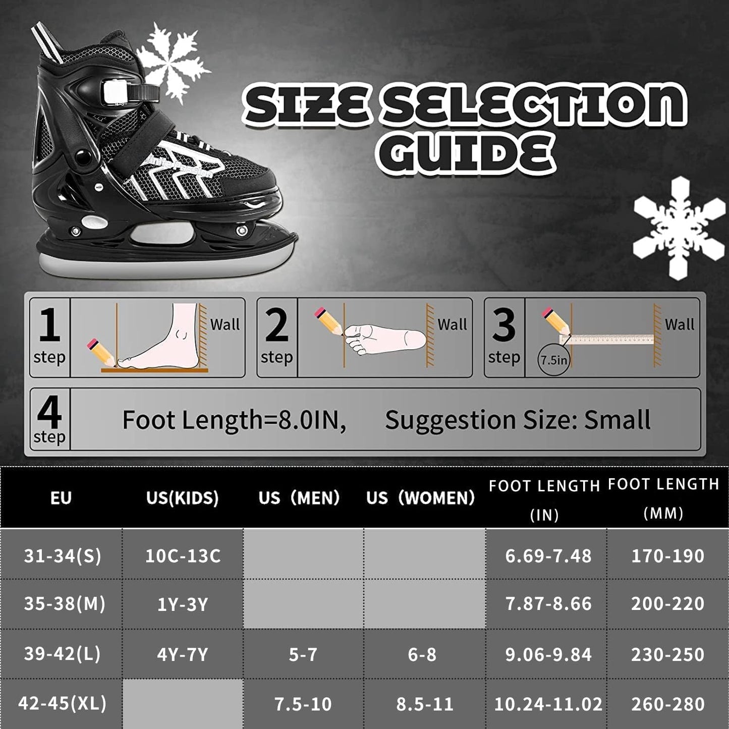 Nattork Adjustable Ice Skates - Black