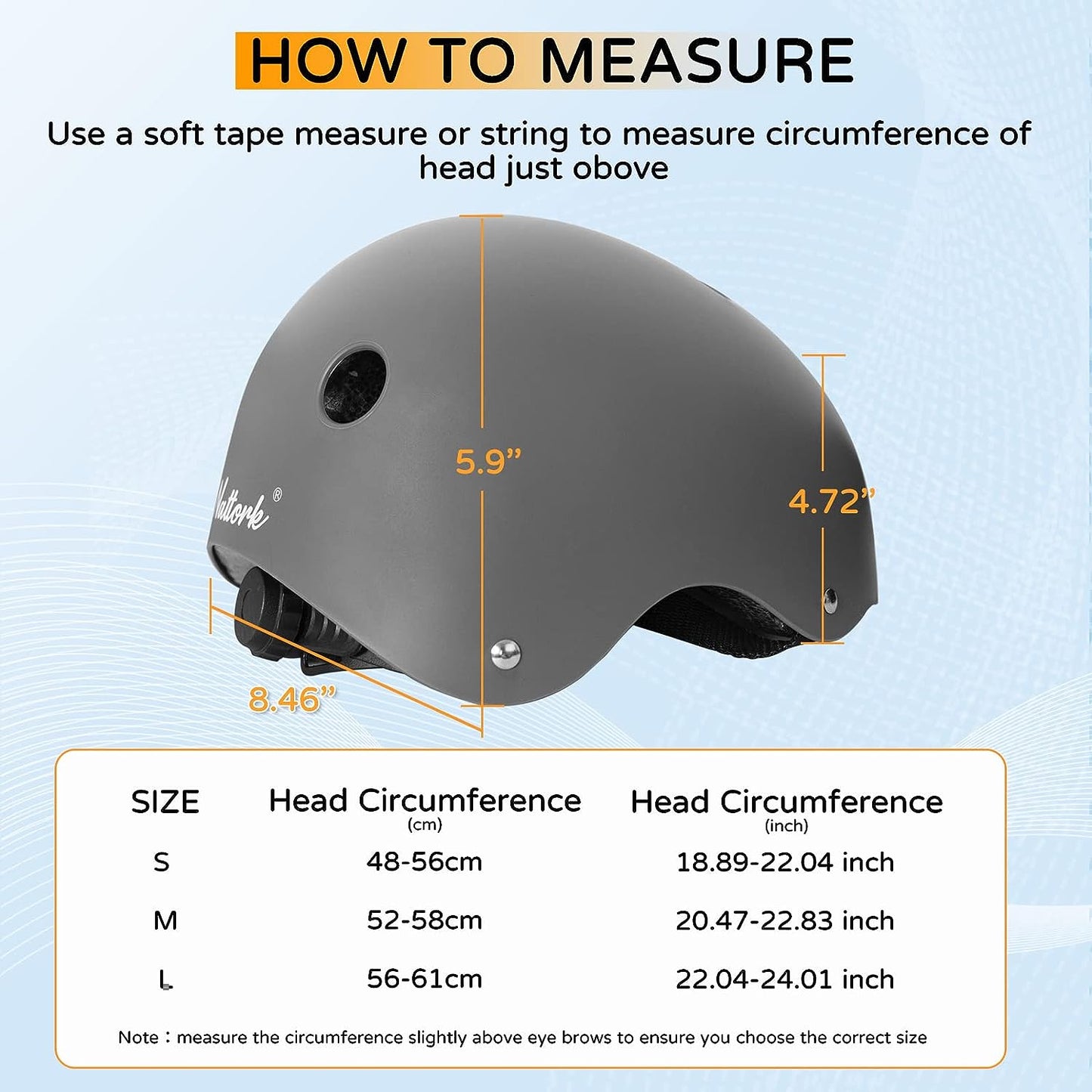 Nattork Skate Helmet Protective Gear for Kids - Gray