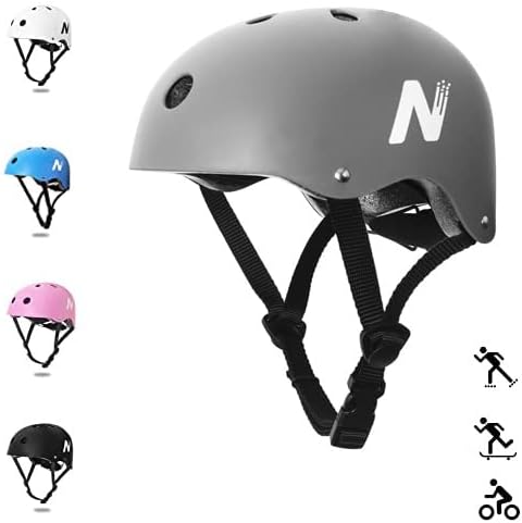 Nattork Skate Helmet Protective Gear for Kids - Gray