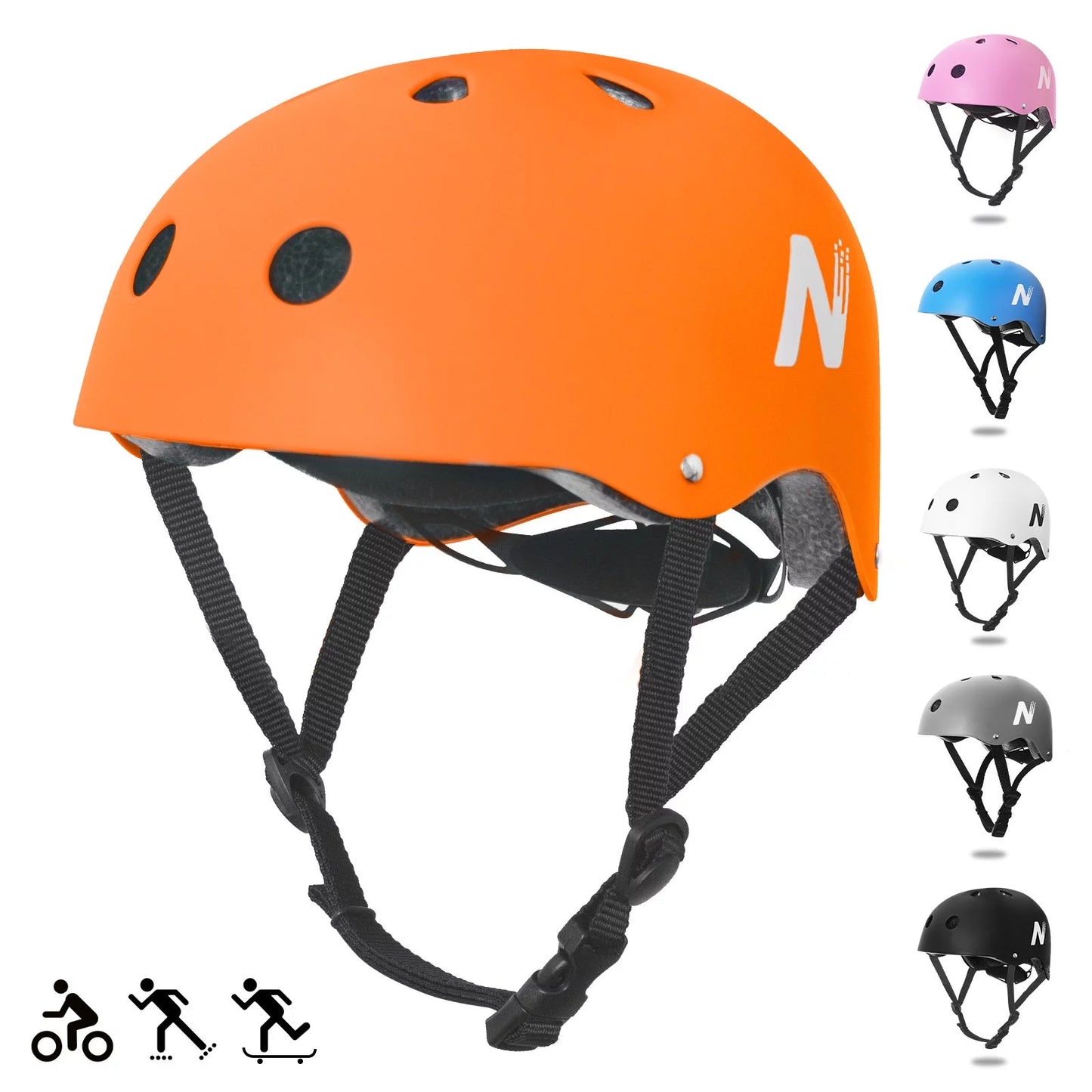 Nattork Skate Helmet Protective Gear for Kids - Orange