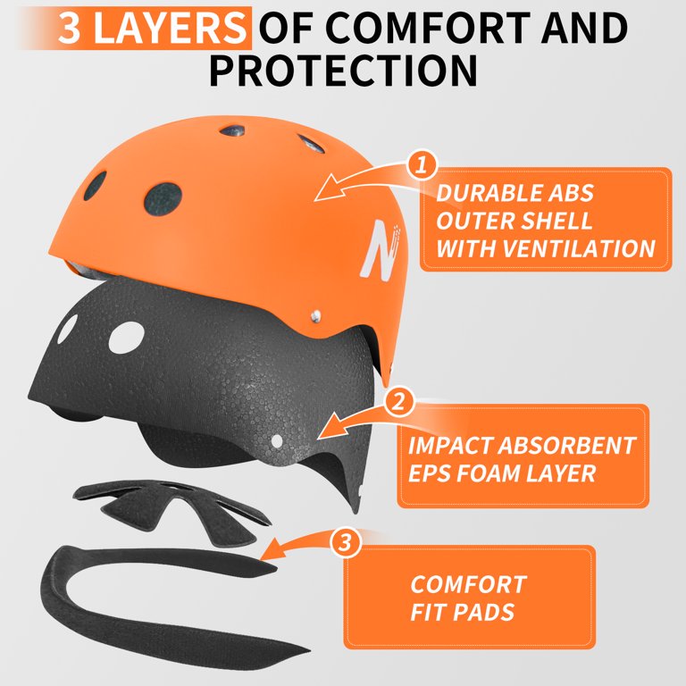 Nattork Skate Helmet Protective Gear for Kids - Orange