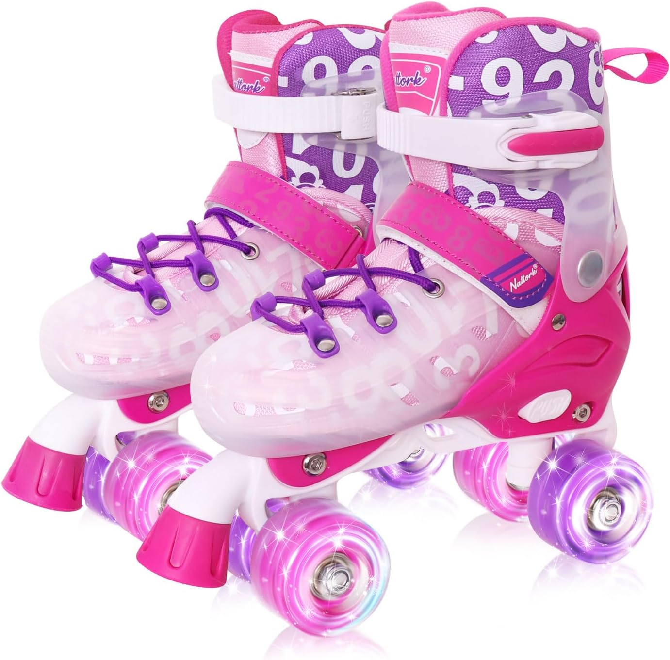 Nattork Adjustable Roller Skates for Kids - Pink