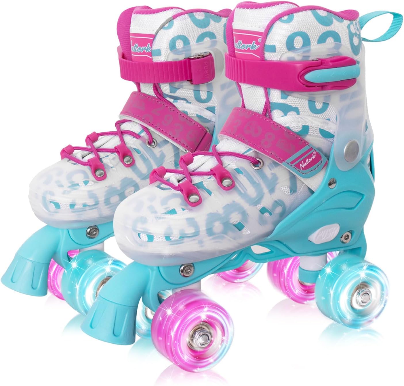Nattork Adjustable Roller Skates for Kids - Teal