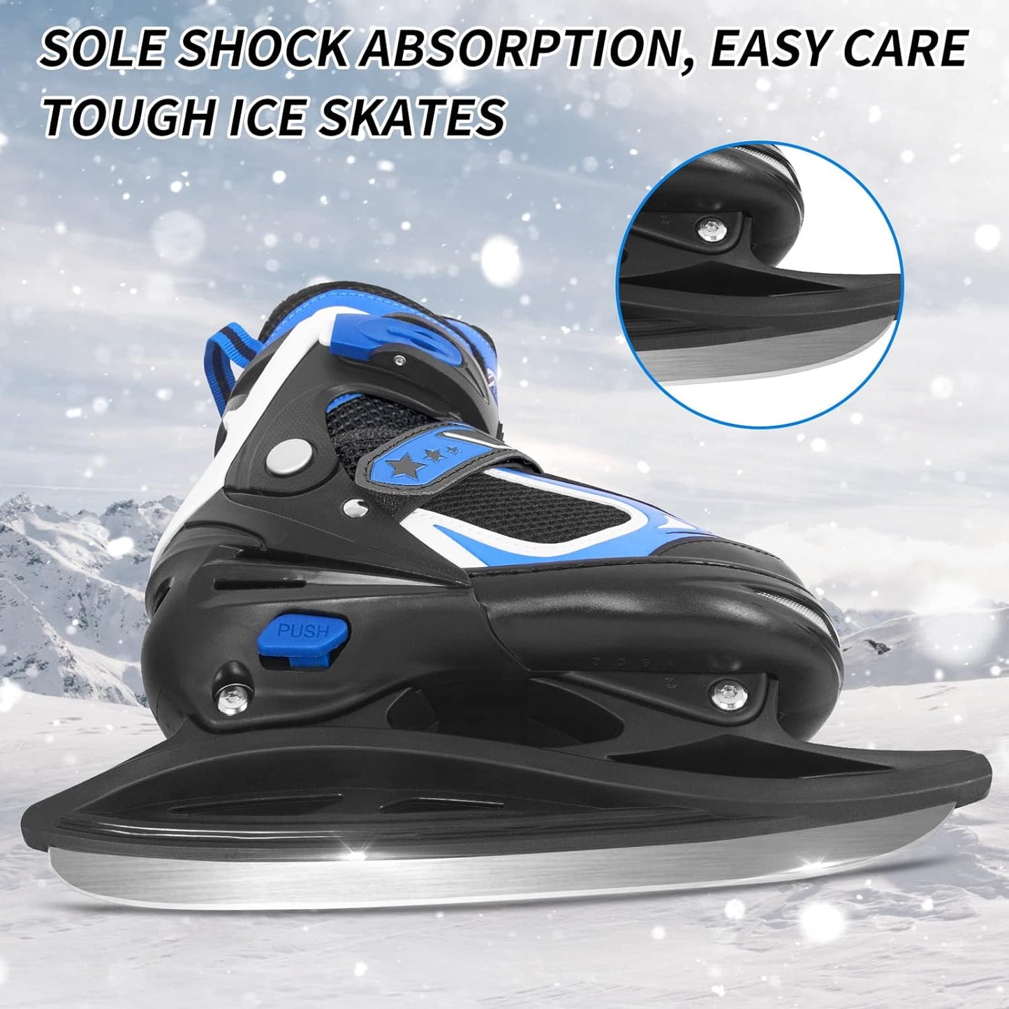 Nattork Adjustable Ice Skates - Blue