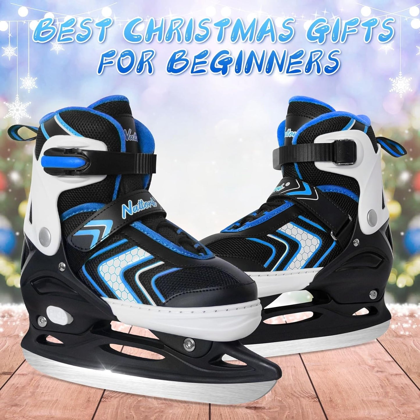 Nattork Adjustable Ice Skates - Blue