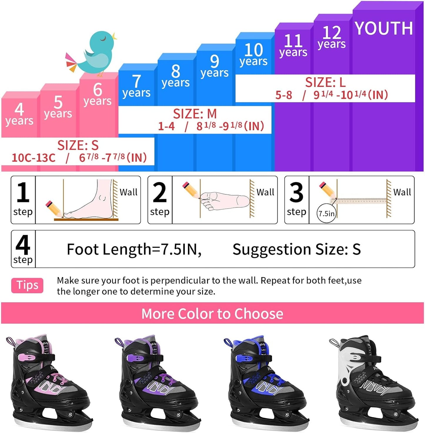 Nattork Adjustable Ice Skates - Black