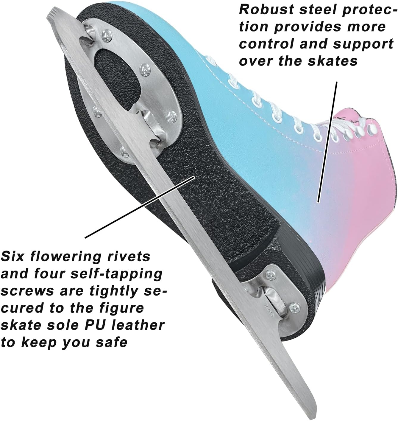 Nattork Ice Figure Skates - Blue & Pink