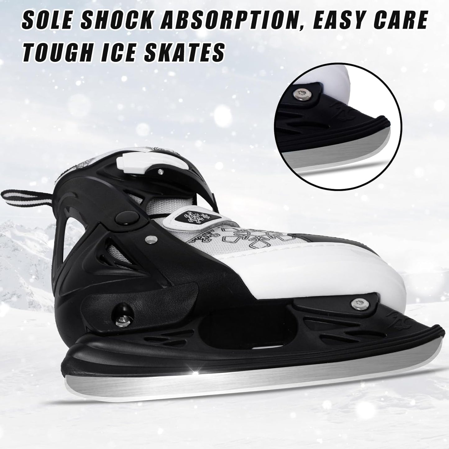 Nattork Adjustable Ice Skates - Black Snow Flake