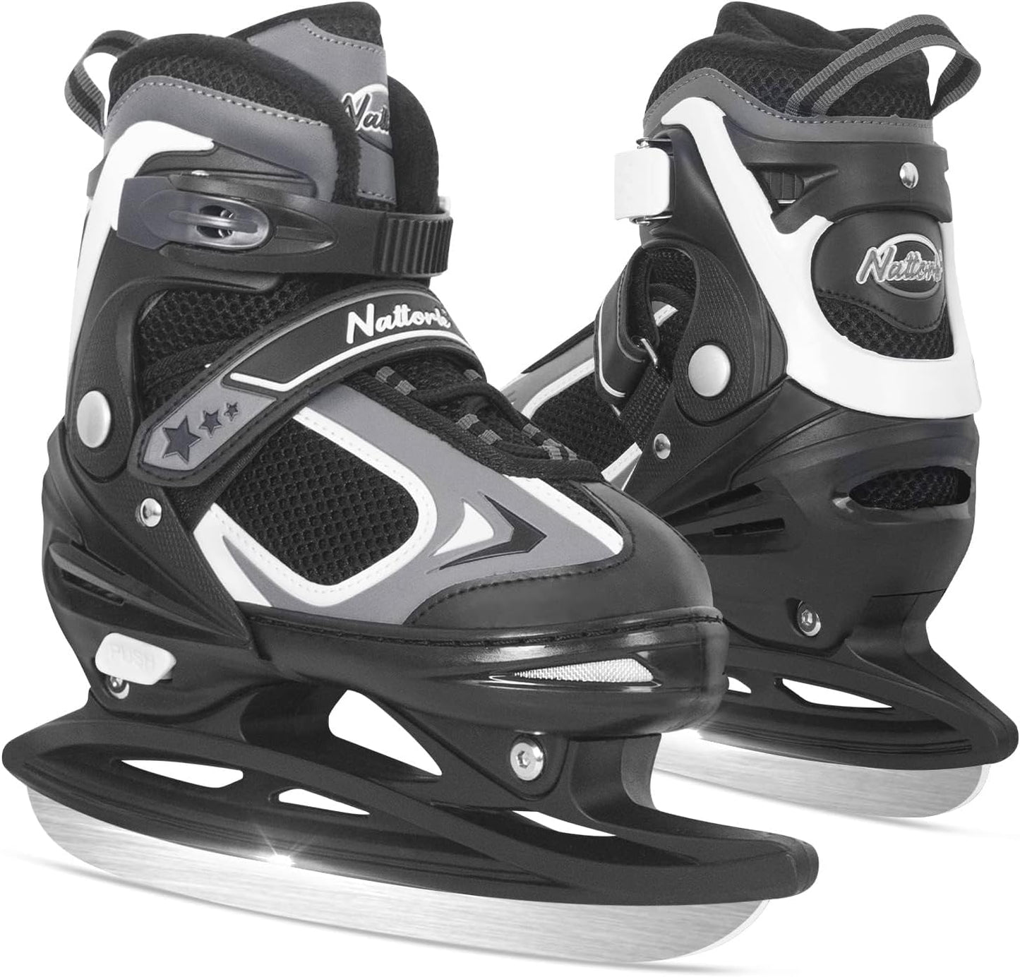 Nattork Adjustable Ice Skates - Black