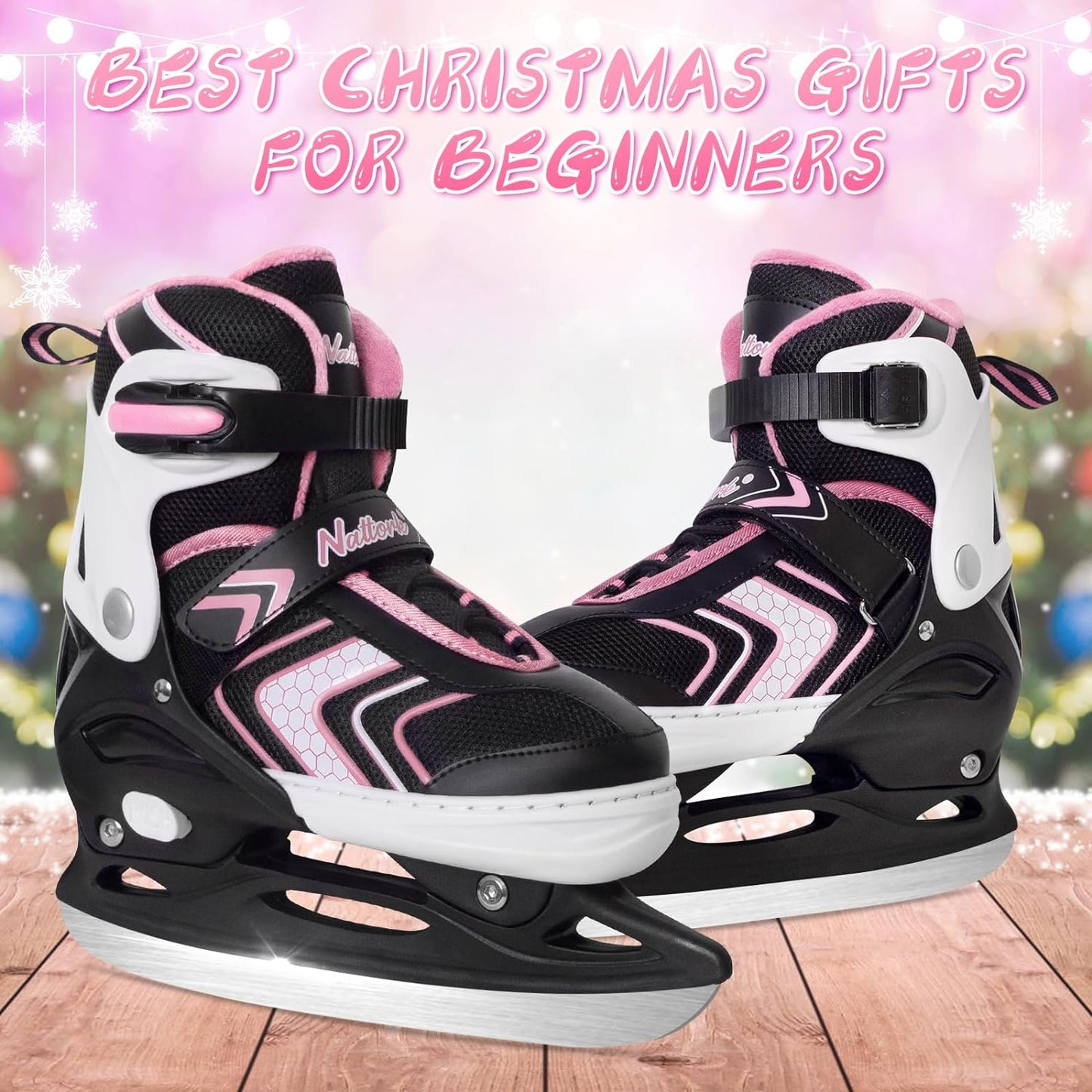 Nattork Adjustable Ice Skates - Pink