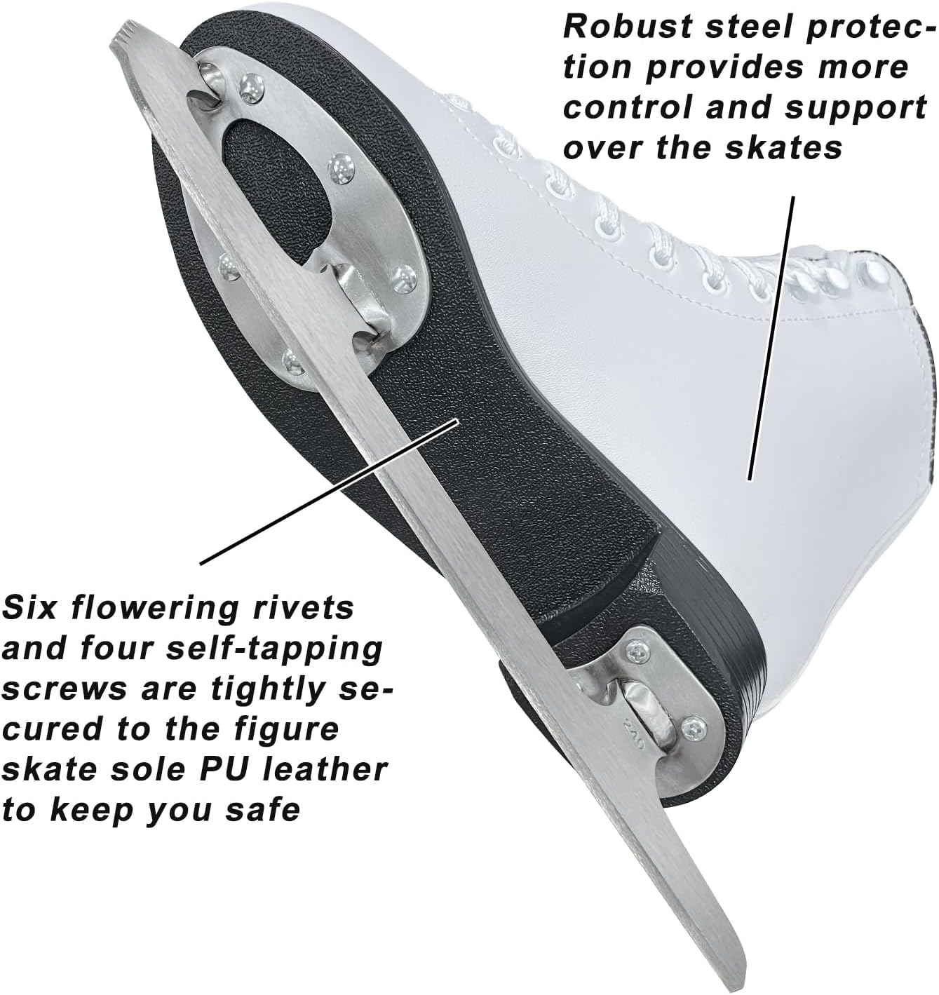 Nattork Ice Figure Skates-White