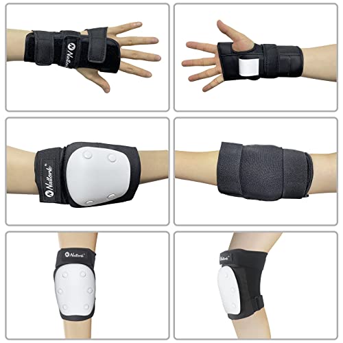 Nattork Knee Pads, Elbow Pads & Wrist Guards for Kids White