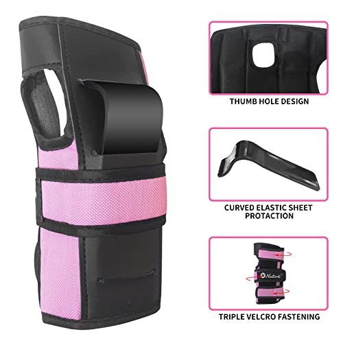 Nattork Knee Pads, Elbow Pads & Wrist Guards for Adult Pink
