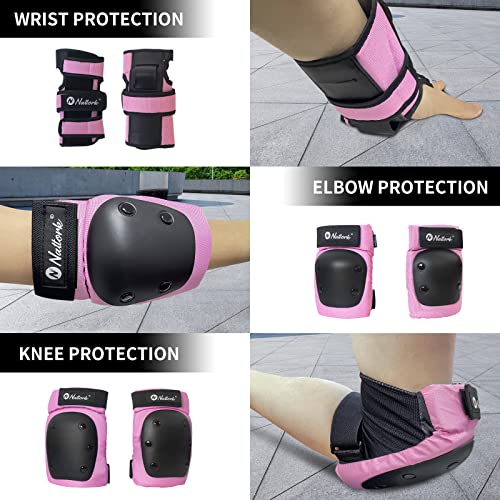 Nattork Knee Pads, Elbow Pads & Wrist Guards for Adult Pink