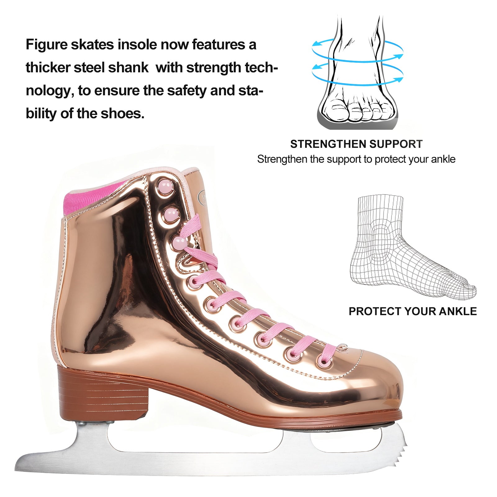 最終価格✨完売商品✨Jenny Fax Ice Skate Boots Nattork Retro Ice Skates for Kids & Adults - Golden – NattorkSkates