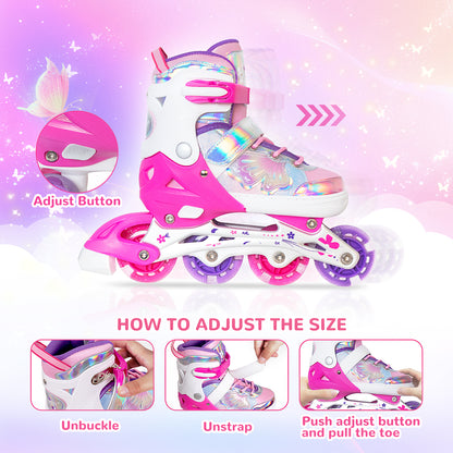 Patines en línea ajustables Nattork para niños - Fairy Wing Viva Magenta