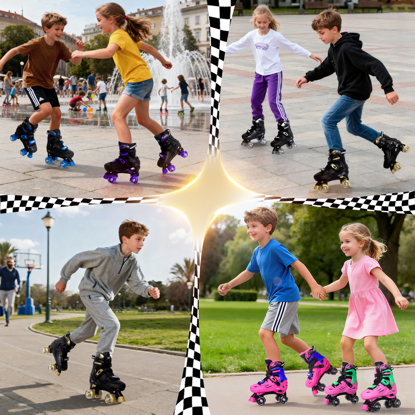 Patines en línea ajustables Nattork BLADE RACERS - Dorado