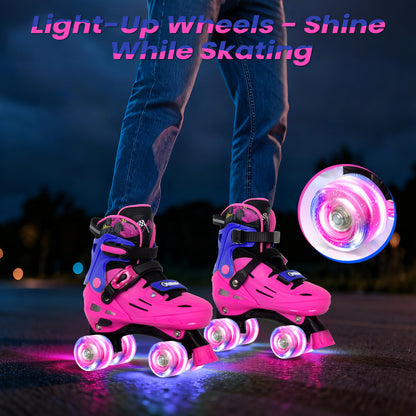 Nattork BLADE RACERS Adjustable Roller Skates for Kids - Pink&Blue
