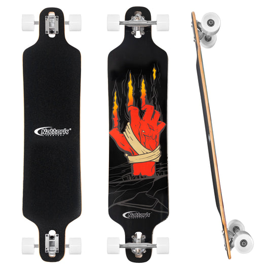 Nattork Long Distance Longboard Skateboard for Adults & Kids - Bloodscratch