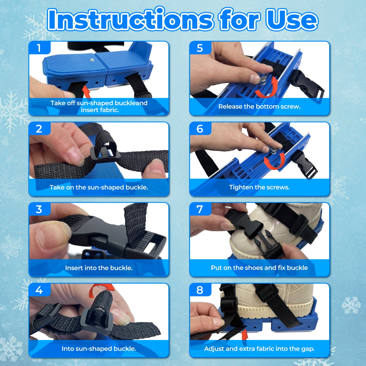 Nattork Adjustable Double-Runner Ice Skates for Kids - Blue