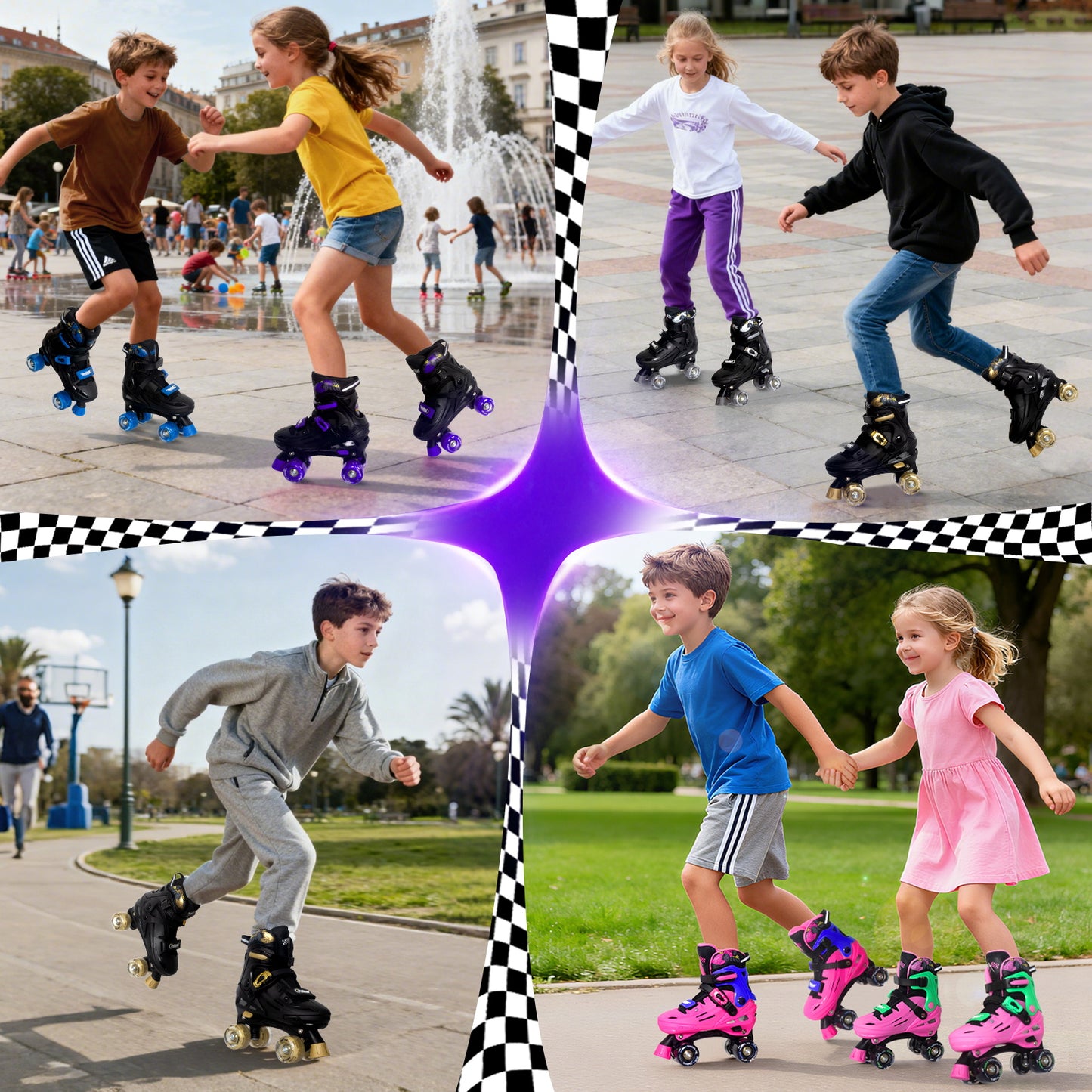 Patines en línea ajustables Nattork BLADE RACERS - Dorado