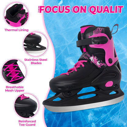 Nattork Adjustable Ice Skates for Kids - Viva Magenta