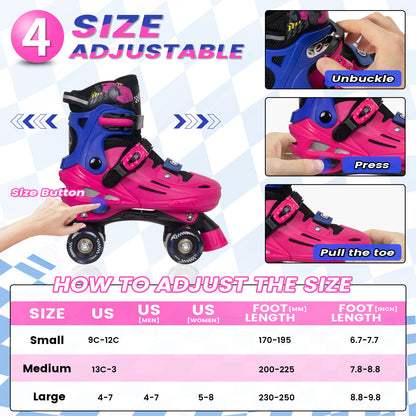 Nattork BLADE RACERS Adjustable Roller Skates for Kids - Pink&Blue