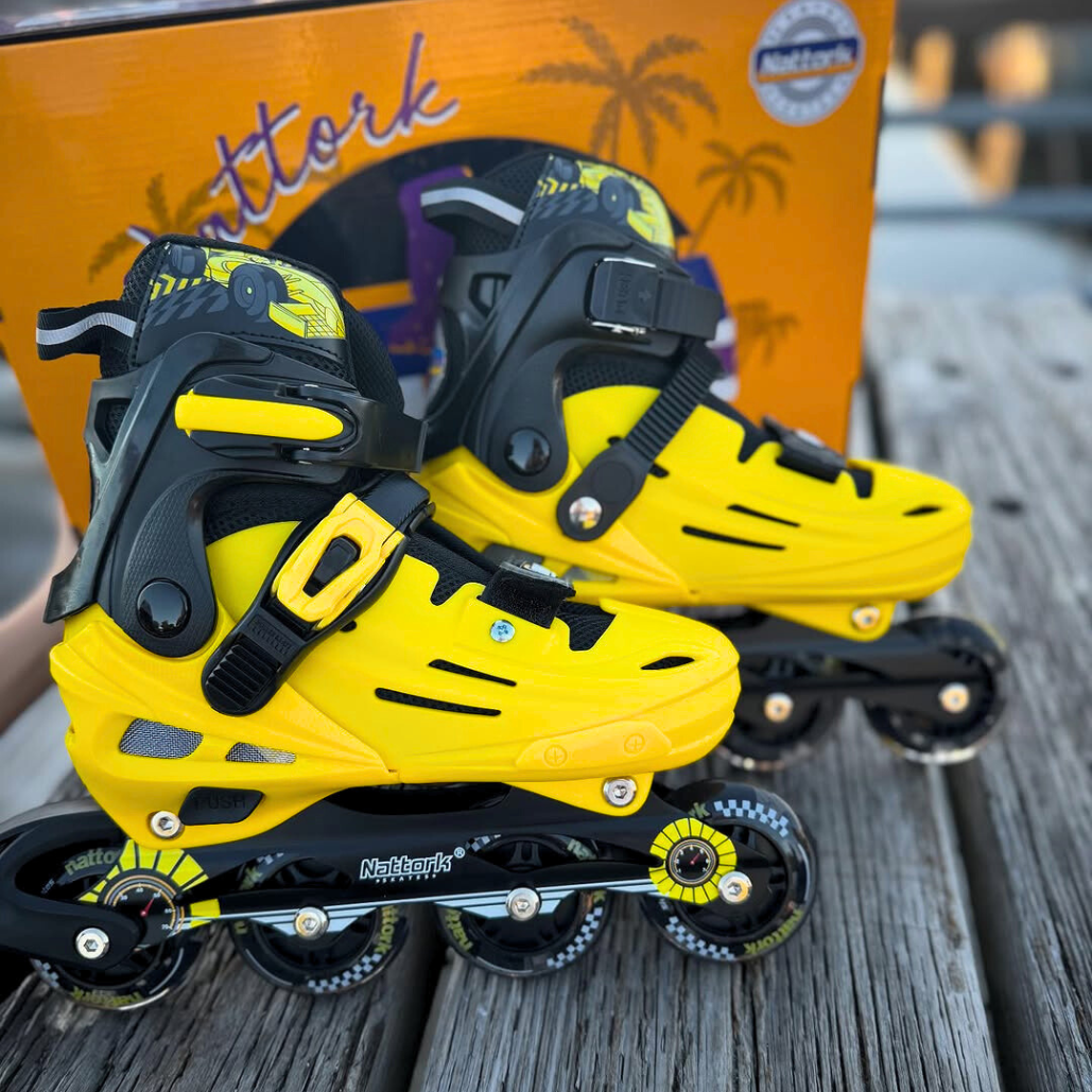 Nattork BLADE RACERS Adjustable Inline Skates for Kids - Yellow