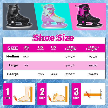 Nattork Adjustable Ice Skates for Kids - Viva Magenta