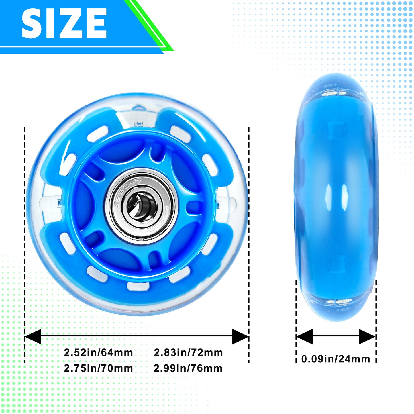 Nattork Light up Inline Skate Wheels - Blue