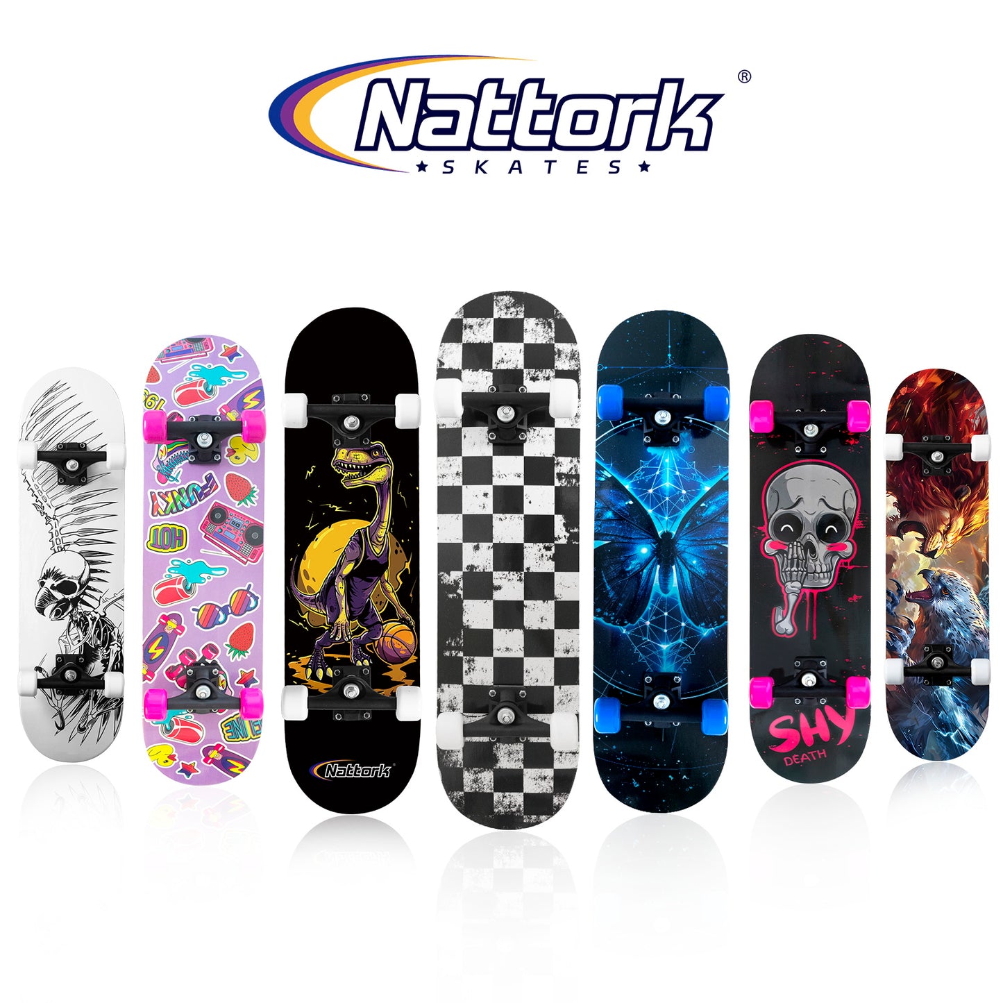 Nattork Skateboards 31 Inch - Skull-Eagle