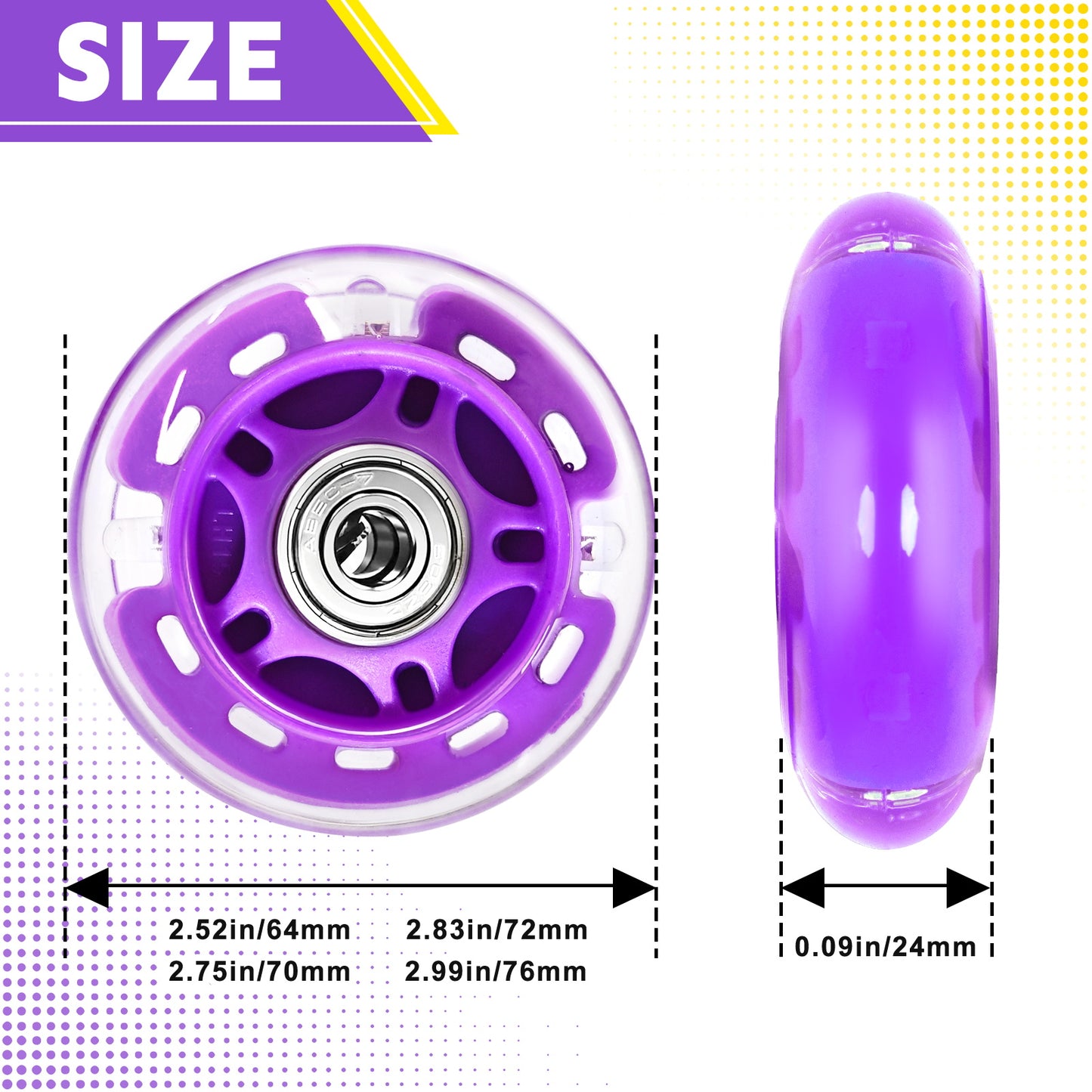 Nattork Light up Inline Skate Wheels - Purple